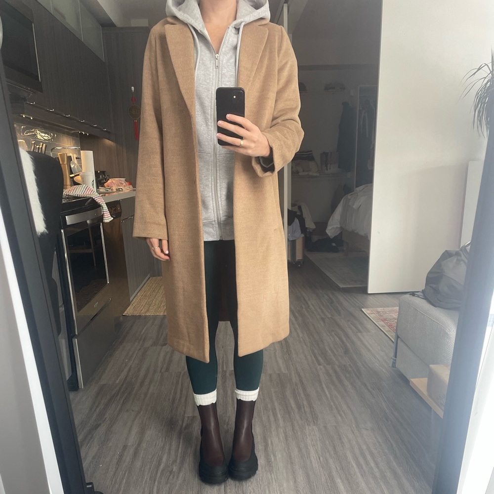Camel coloured collared long coat